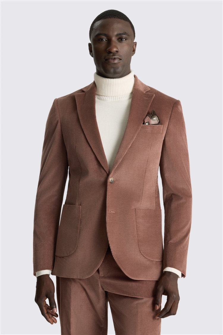 Tailored Fit Dusty Pink Cord Suit Jacket