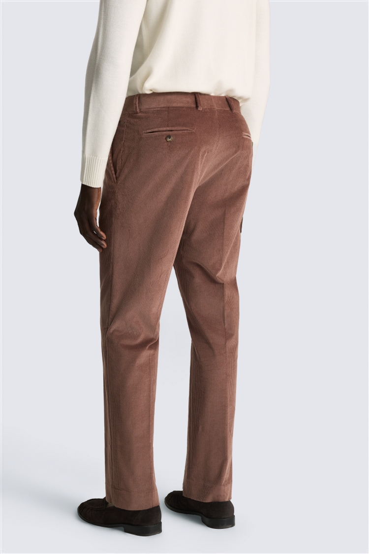 Tailored Fit Dusty Pink Cord Trousers