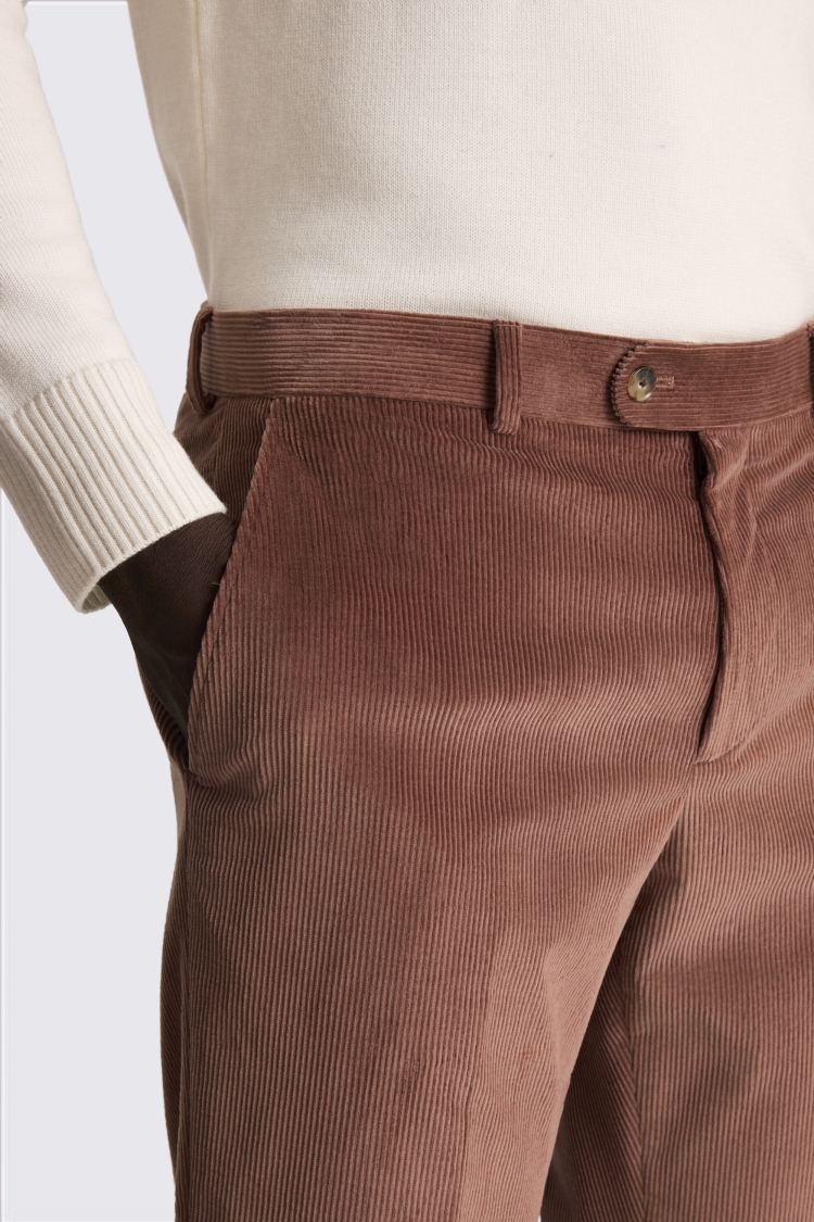Tailored Fit Dusty Pink Cord Trousers