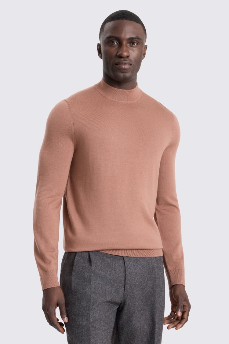 Dusty Pink Merino Mock-Neck Jumper