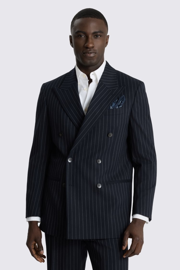 Relaxed Fit Navy Stripe Suit