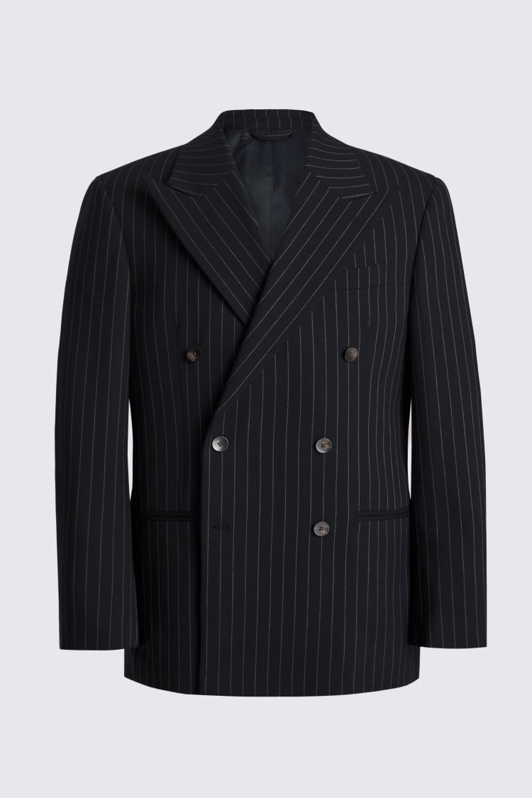 Relaxed Fit Navy Stripe Suit