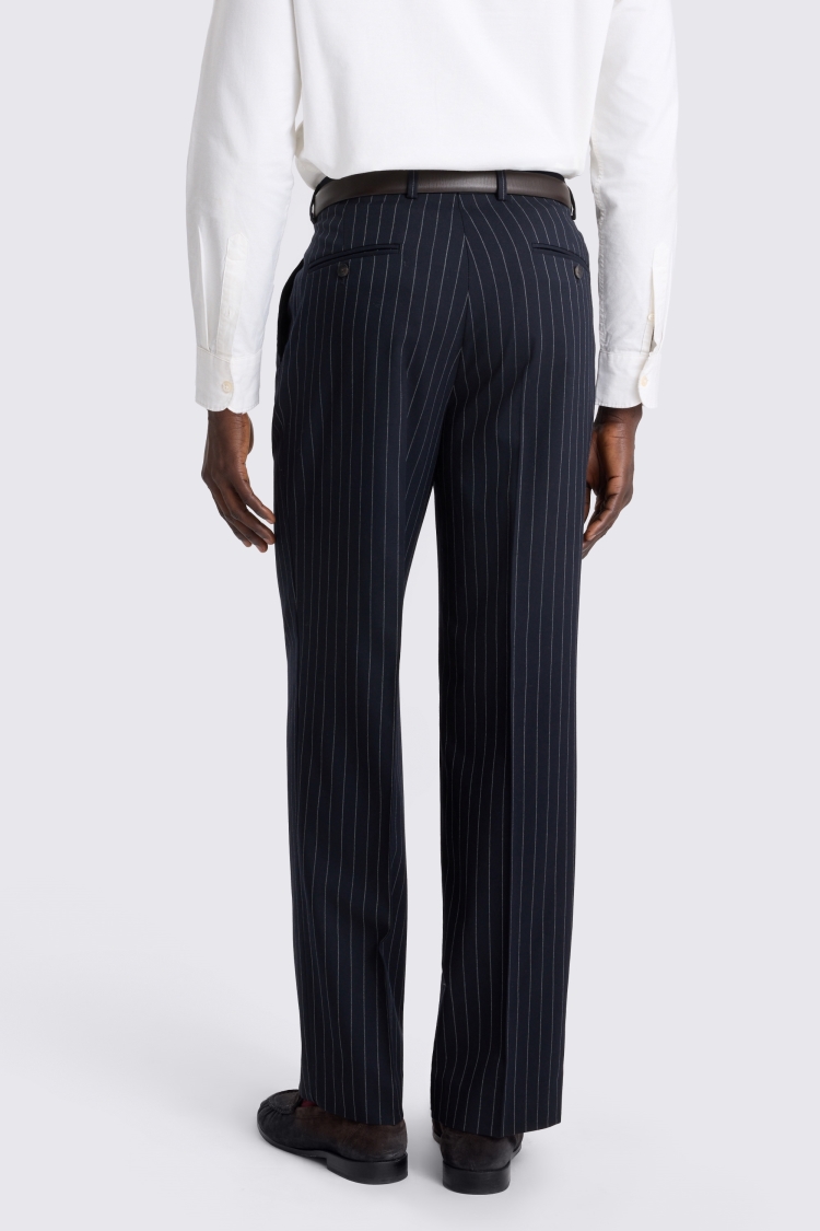 Relaxed Fit Navy Stripe Trousers