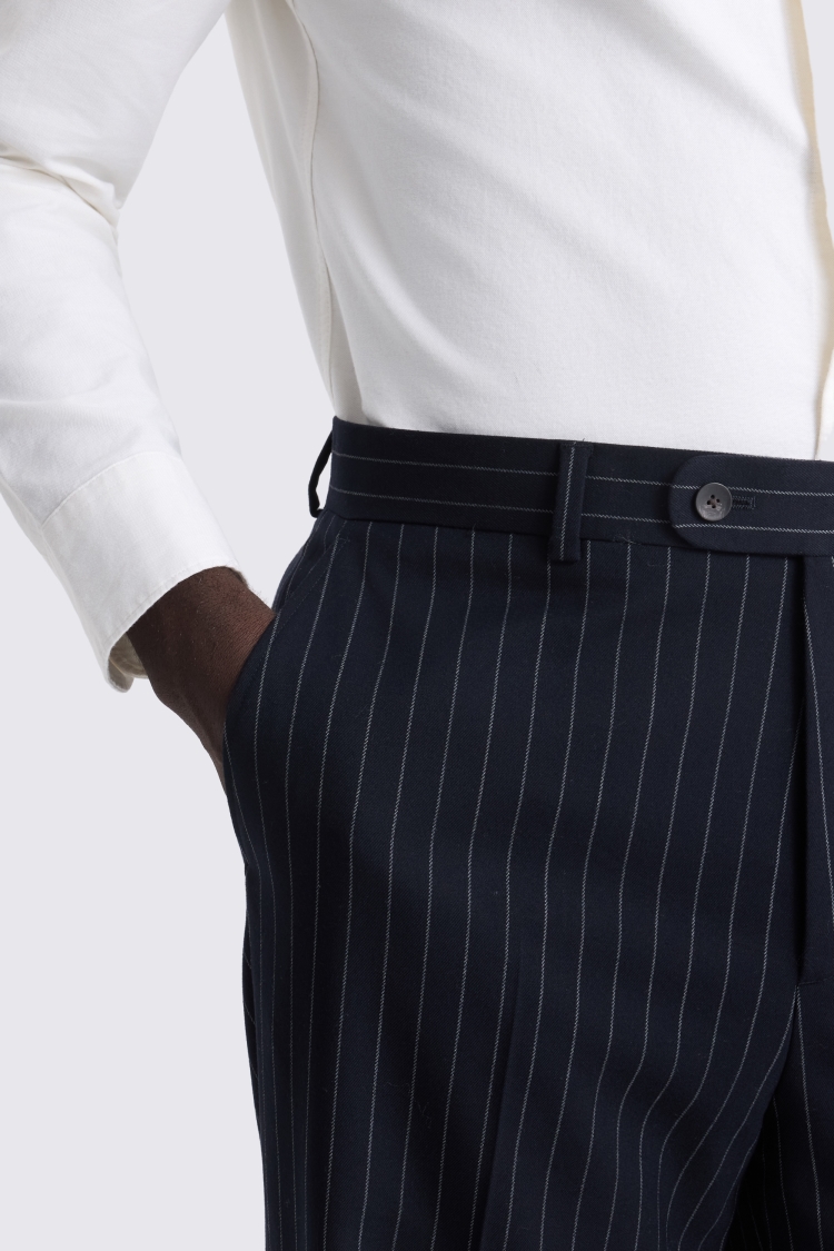 Relaxed Fit Navy Stripe Trousers