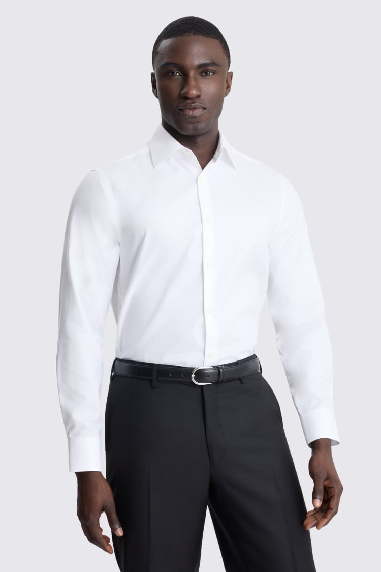 Tailored Fit White Twill Shirt