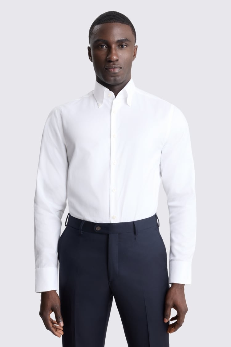 Tailored Fit White Button Down Dobby Shirt