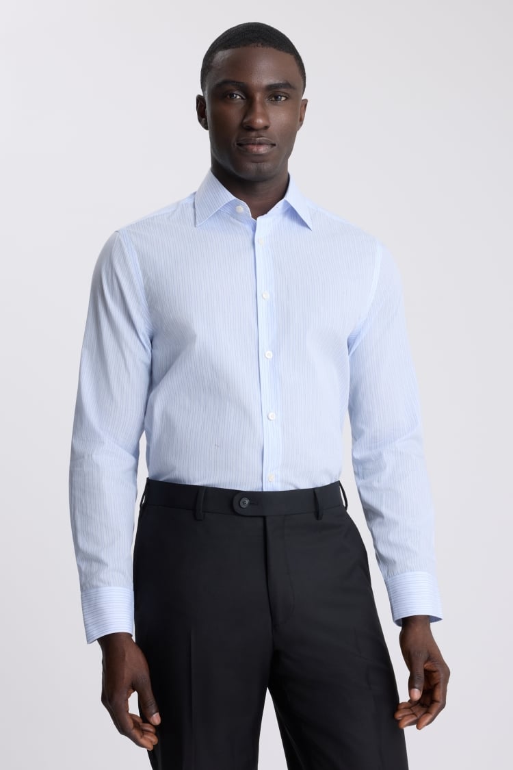 Tailored Fit Light Blue Stripe Shirt