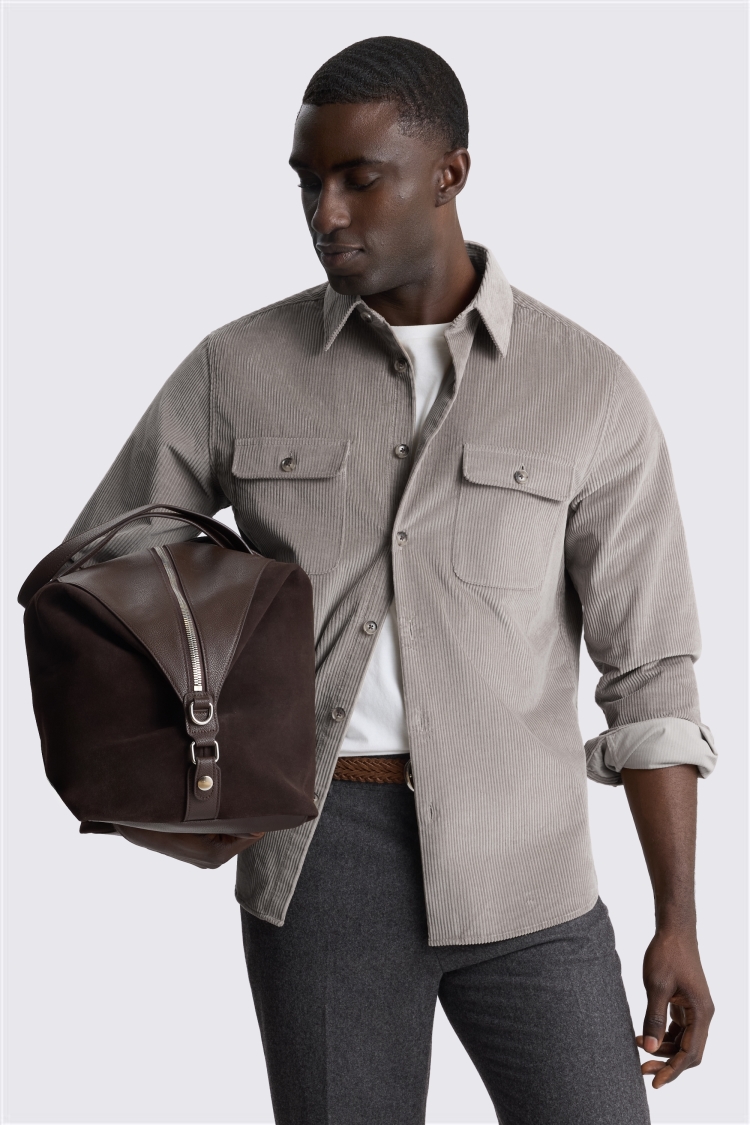 Moss Brown Suede Weekender Bag