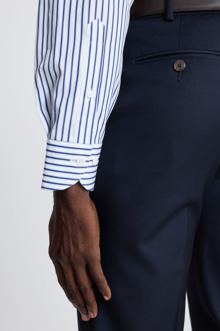 Italian Tailored Fit Navy Blue Stripe Shirt