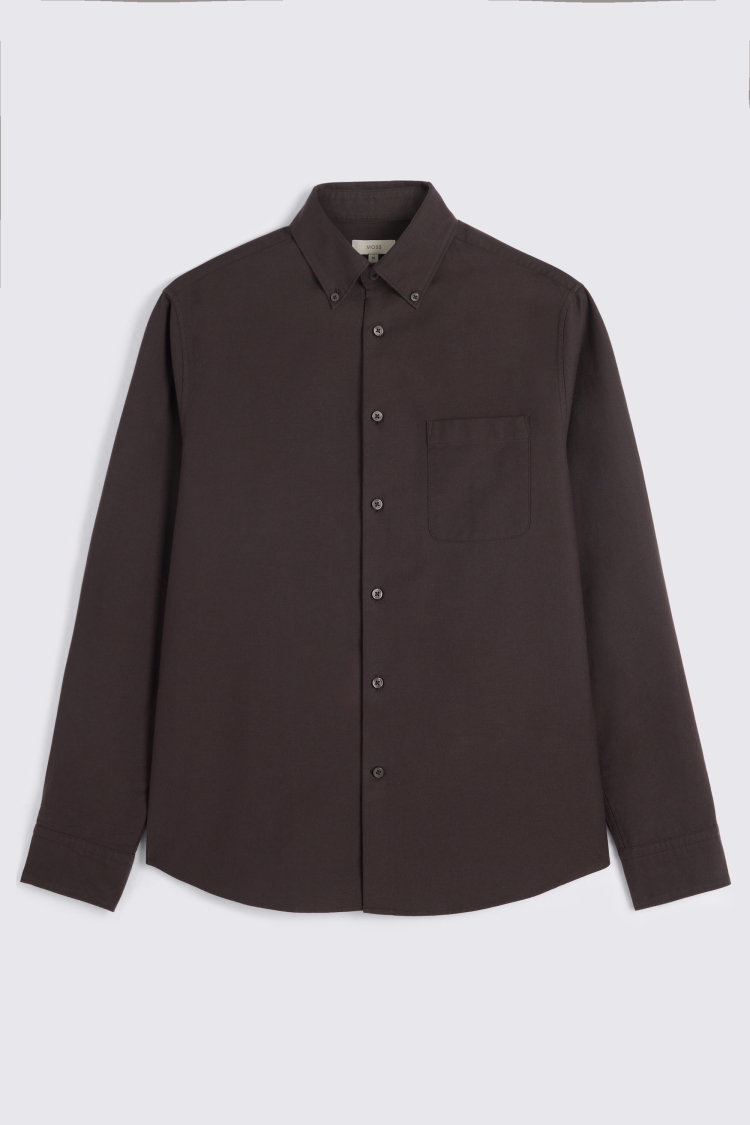 Dark Brown Washed Oxford Shirt
