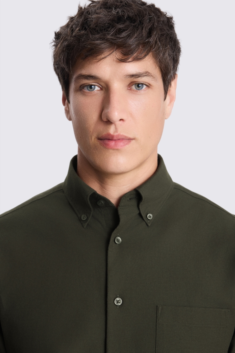 Dark Green Washed Oxford Shirt