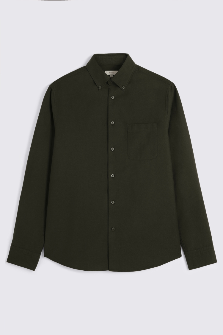 Dark Green Washed Oxford Shirt