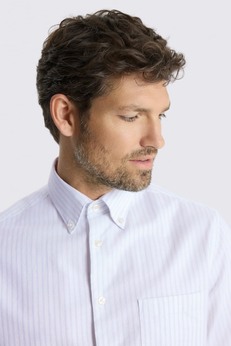 Blue Stripe Washed Cotton Oxford Shirt