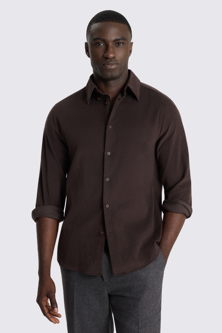 Button Down Dark Brown Cord Shirt