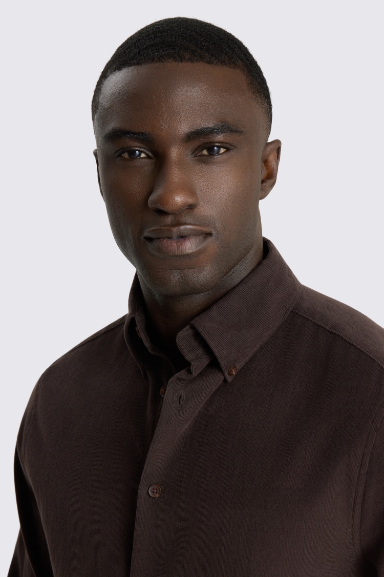 Button Down Dark Brown Cord Shirt