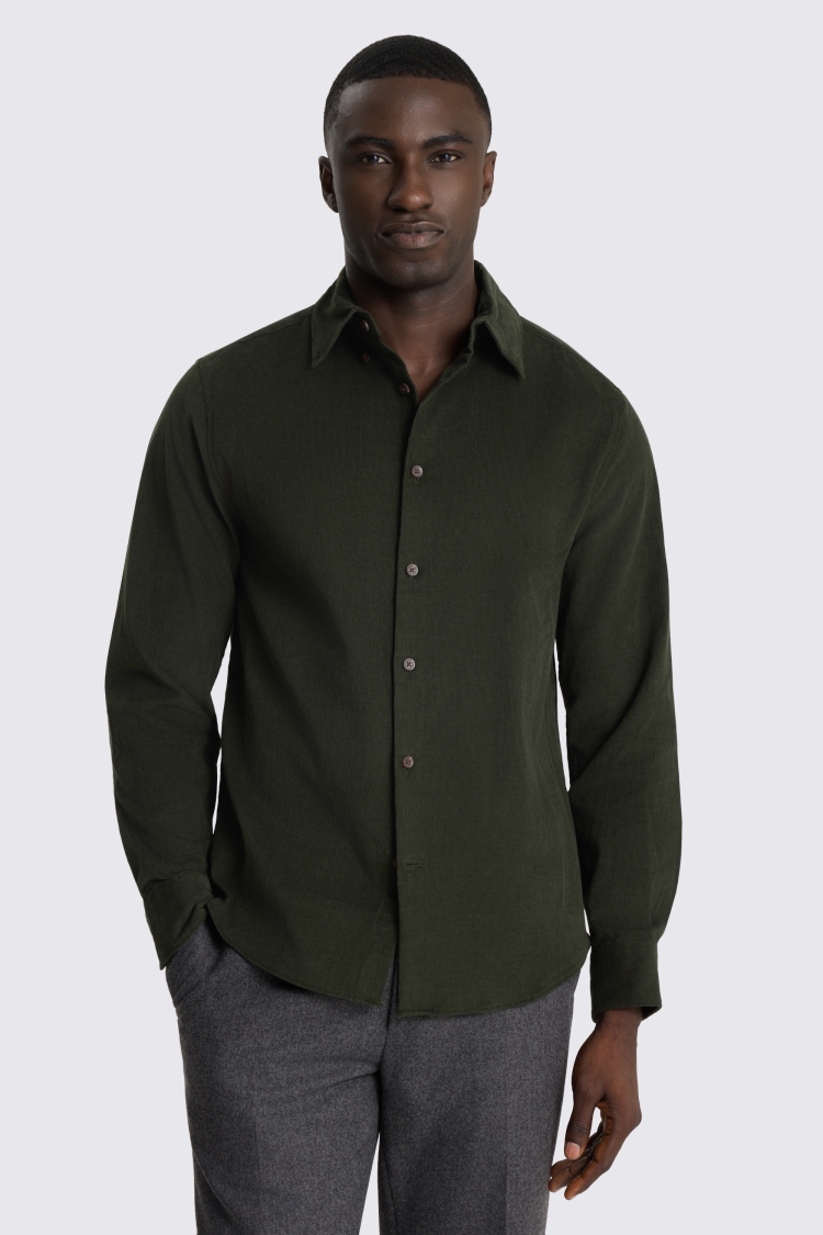 Button Down Dark Green Cord Shirt
