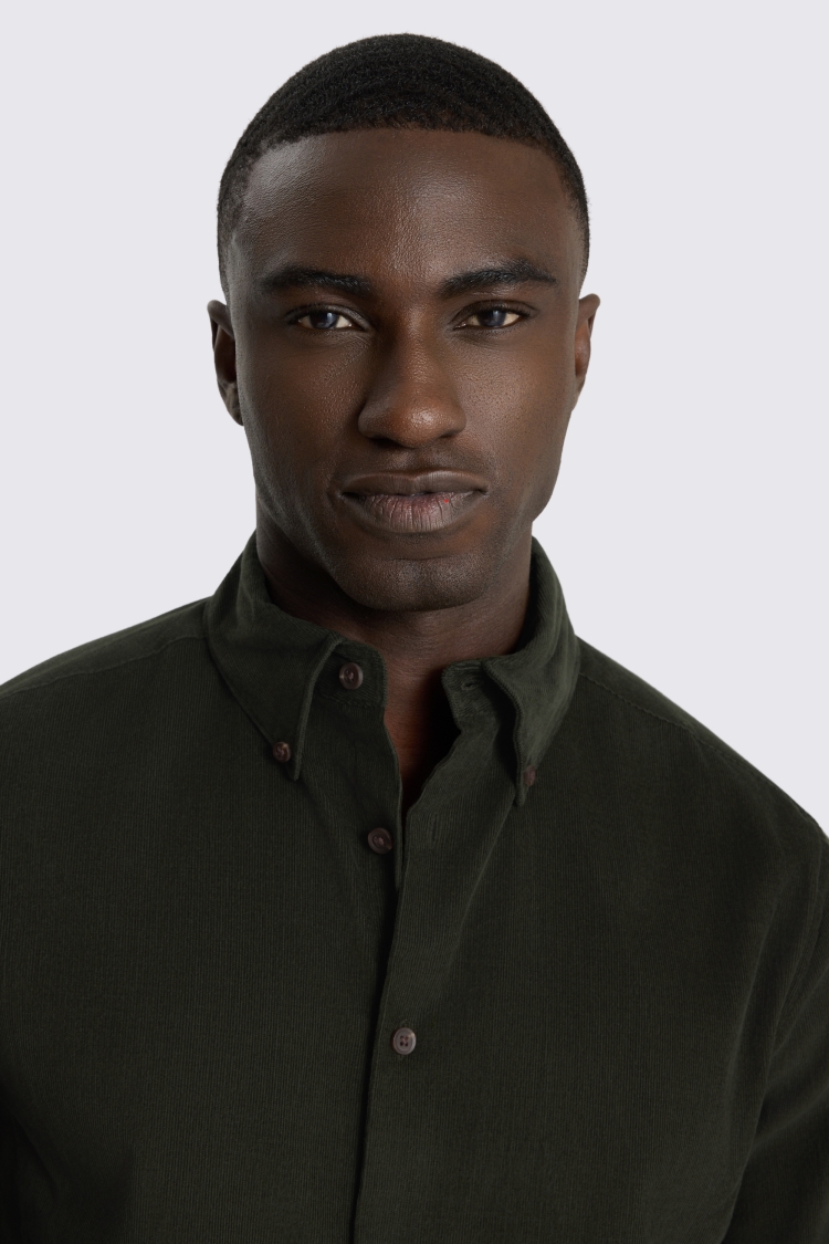 Button Down Dark Green Cord Shirt