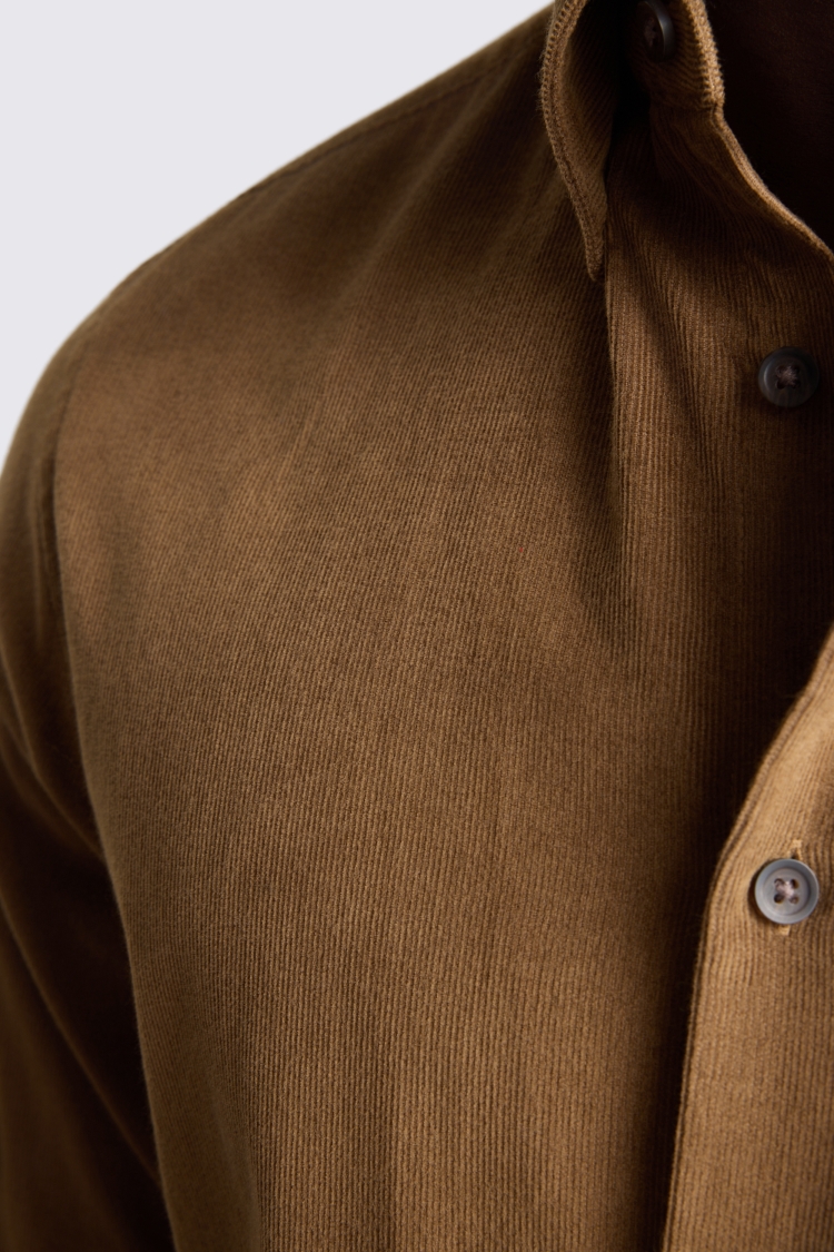 Button Down Mid Brown Cord Shirt