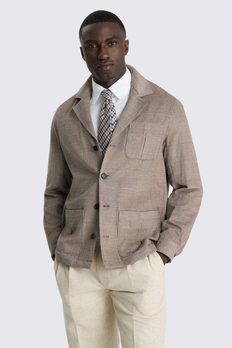 Brown Check Safari Shacket