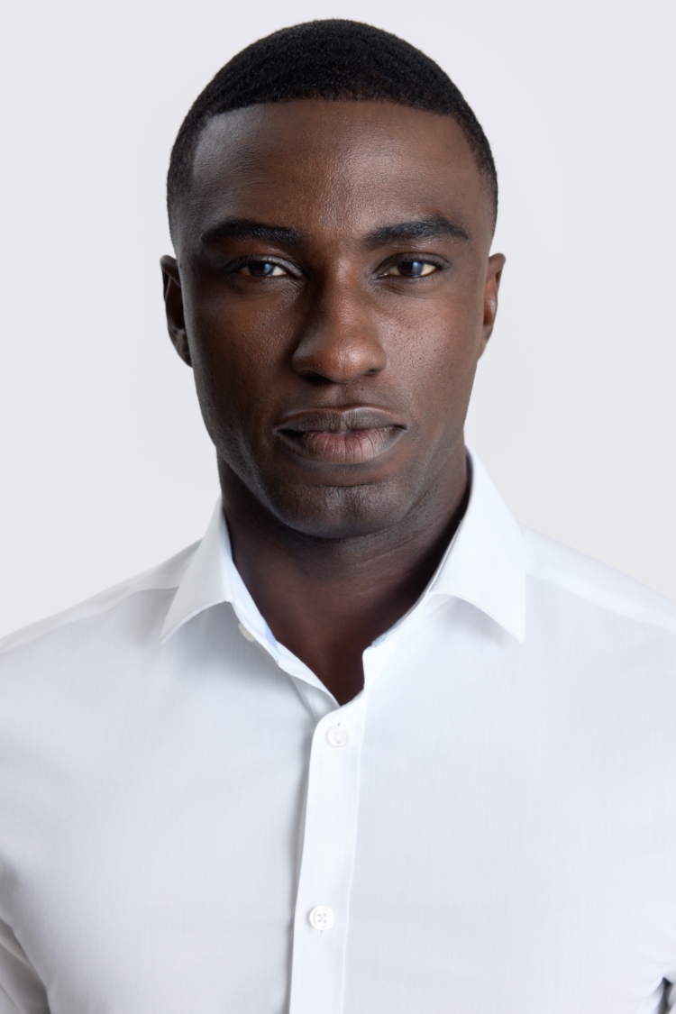 Slim Fit White Stretch Contrast Shirt