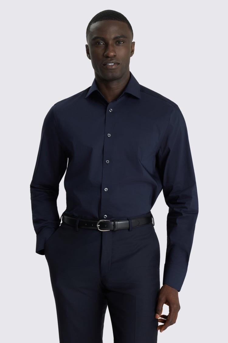 Regular Fit Dark Navy Stretch Shirt