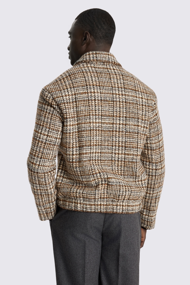 Italian Neutral Check Shacket 