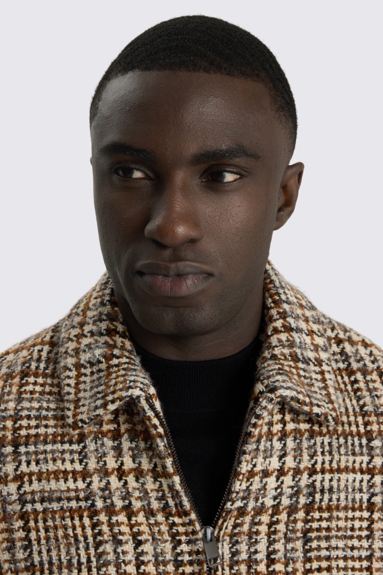 Italian Neutral Check Shacket 