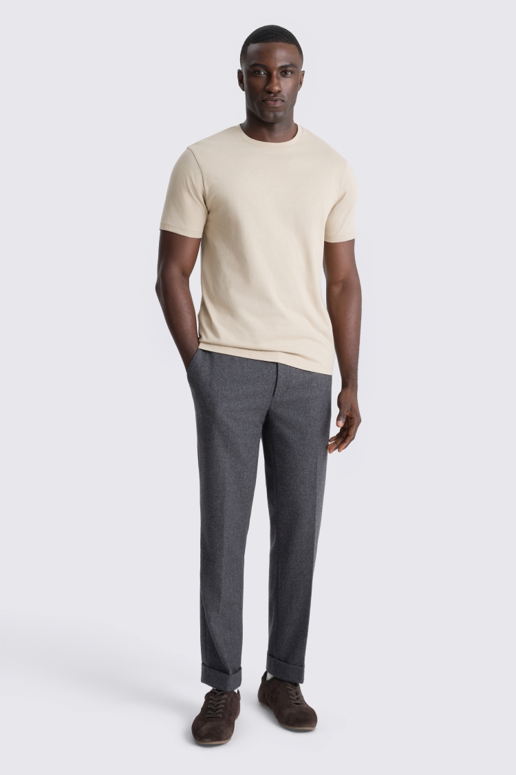 Light Taupe Crew-Neck T-Shirt
