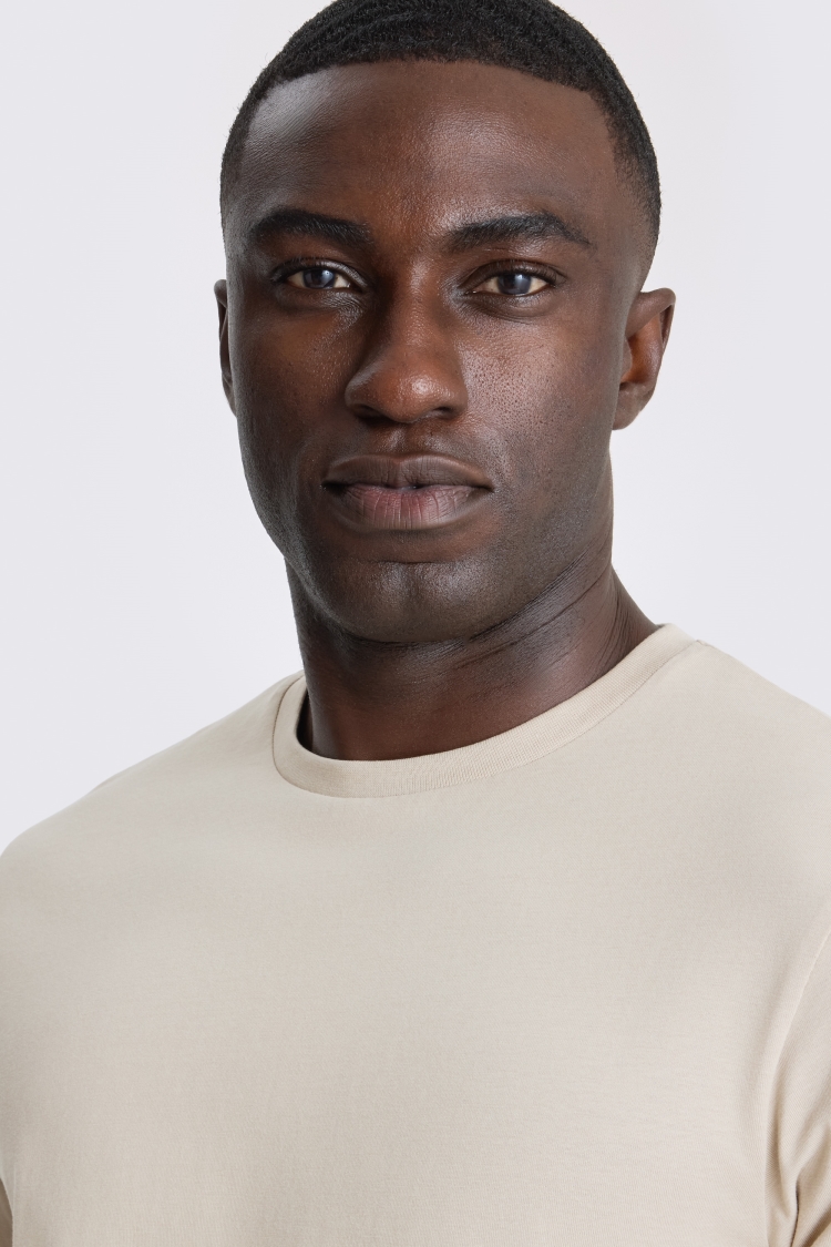 Light Taupe Crew-Neck T-Shirt
