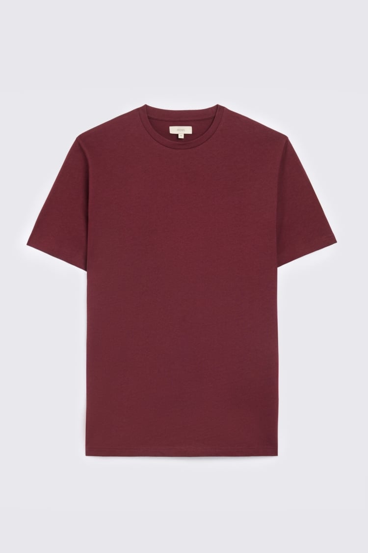 Burgundy Cotton Crew-Neck T-Shirt