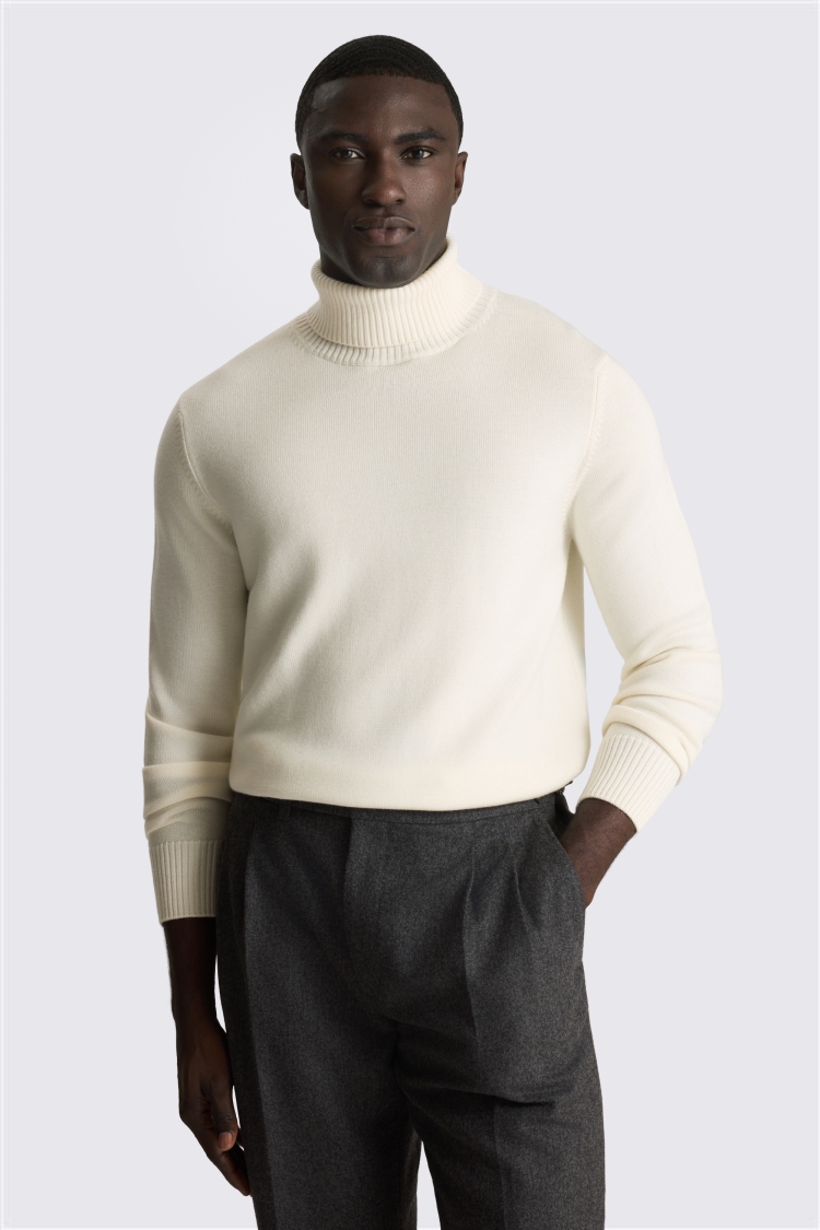 Ecru Merino Roll Neck