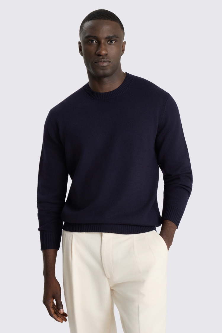 Navy Merino Crew Neck