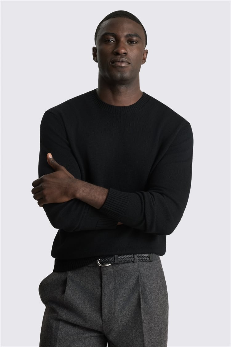 Black Merino Crew Neck