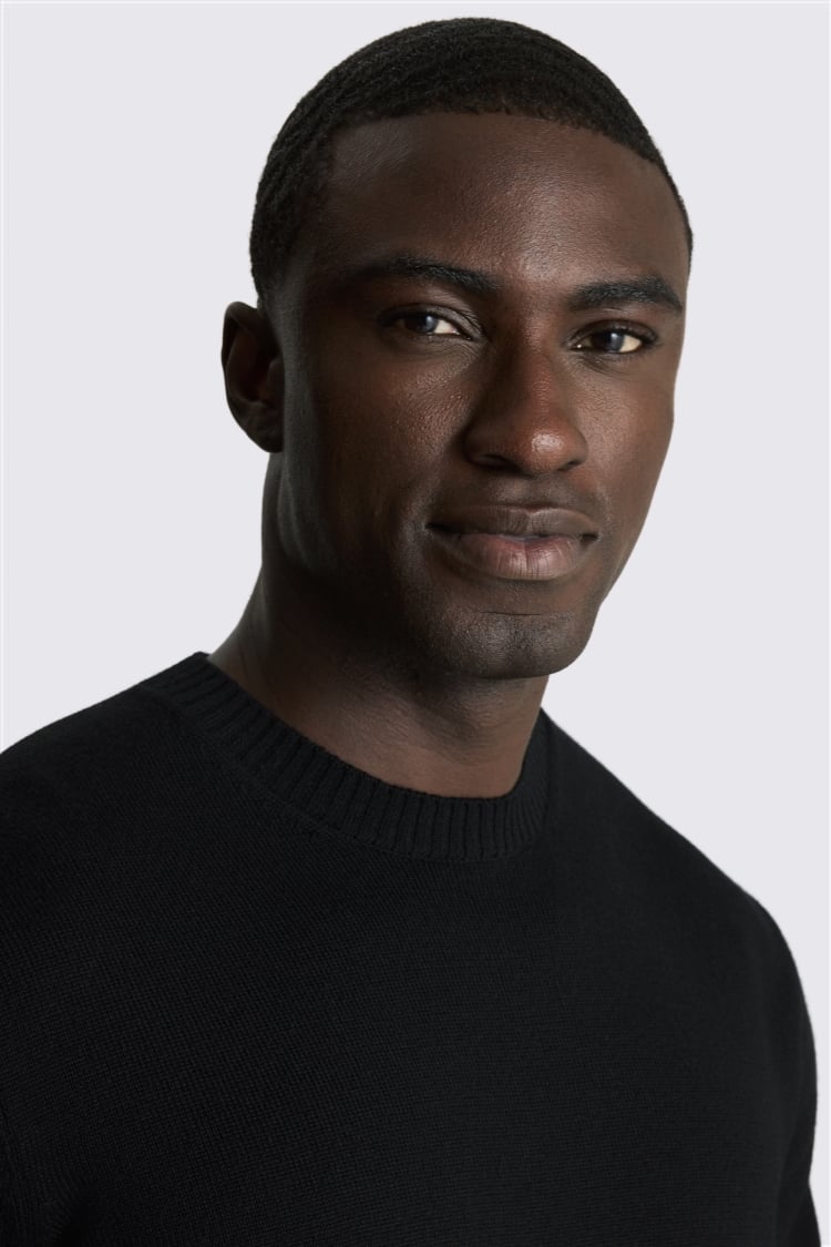 Black Merino Crew Neck