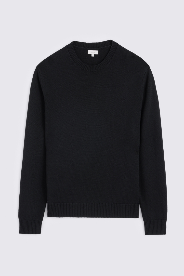 Black Merino Crew Neck