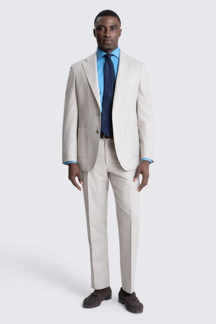 Tailored Fit Neutral Wool Cotton Suit
