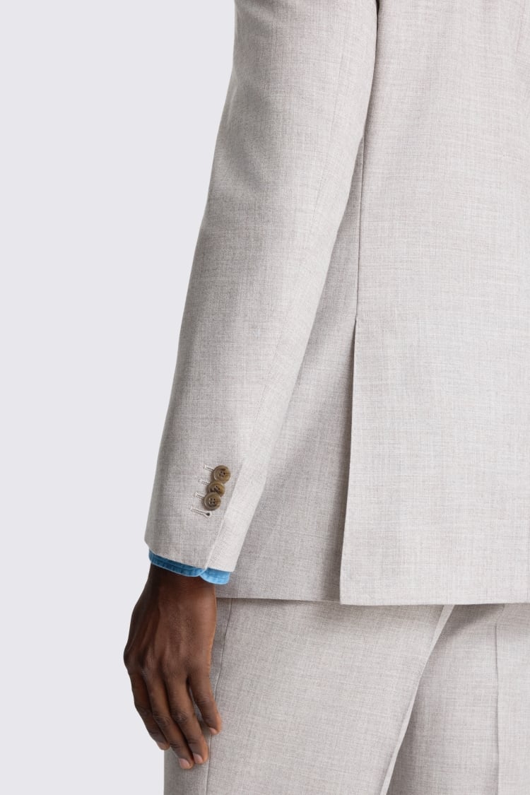 Tailored Fit Neutral Wool Cotton Suit