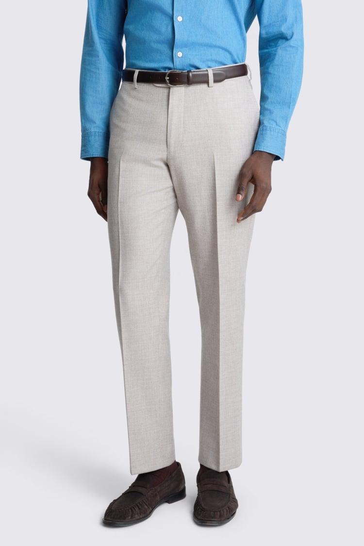 Italian Tailored Fit Neutral Wool Cotton Trouser