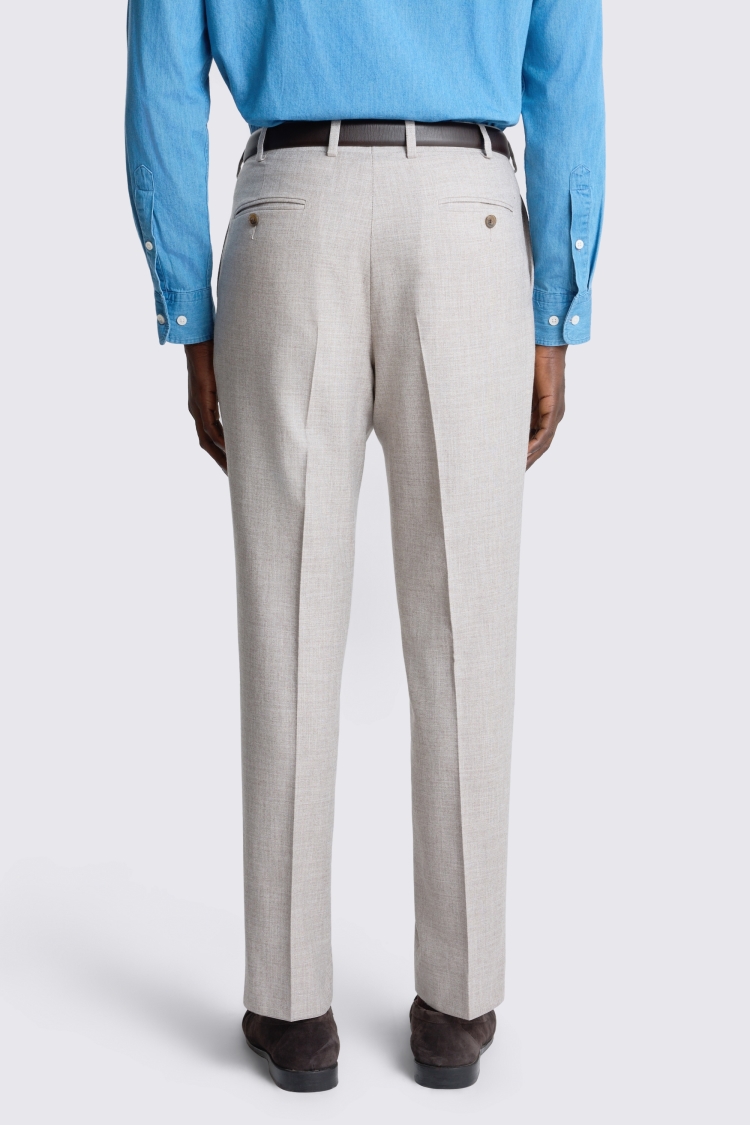 Italian Tailored Fit Neutral Wool Cotton Trouser