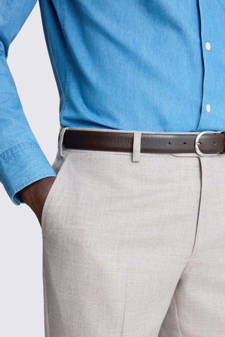 Italian Tailored Fit Neutral Wool Cotton Trouser