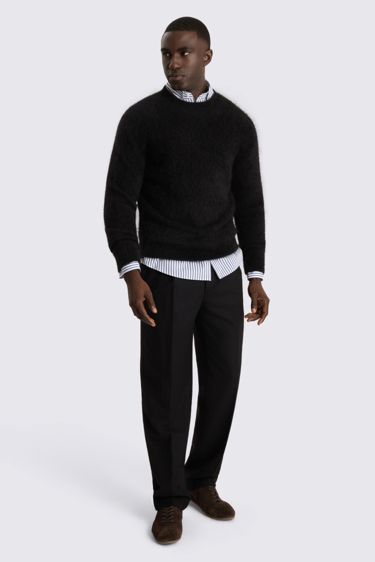 Black Alpaca Crew Neck Jumper