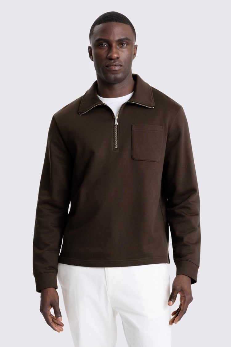Brown Quarter Zip Sweatshirt