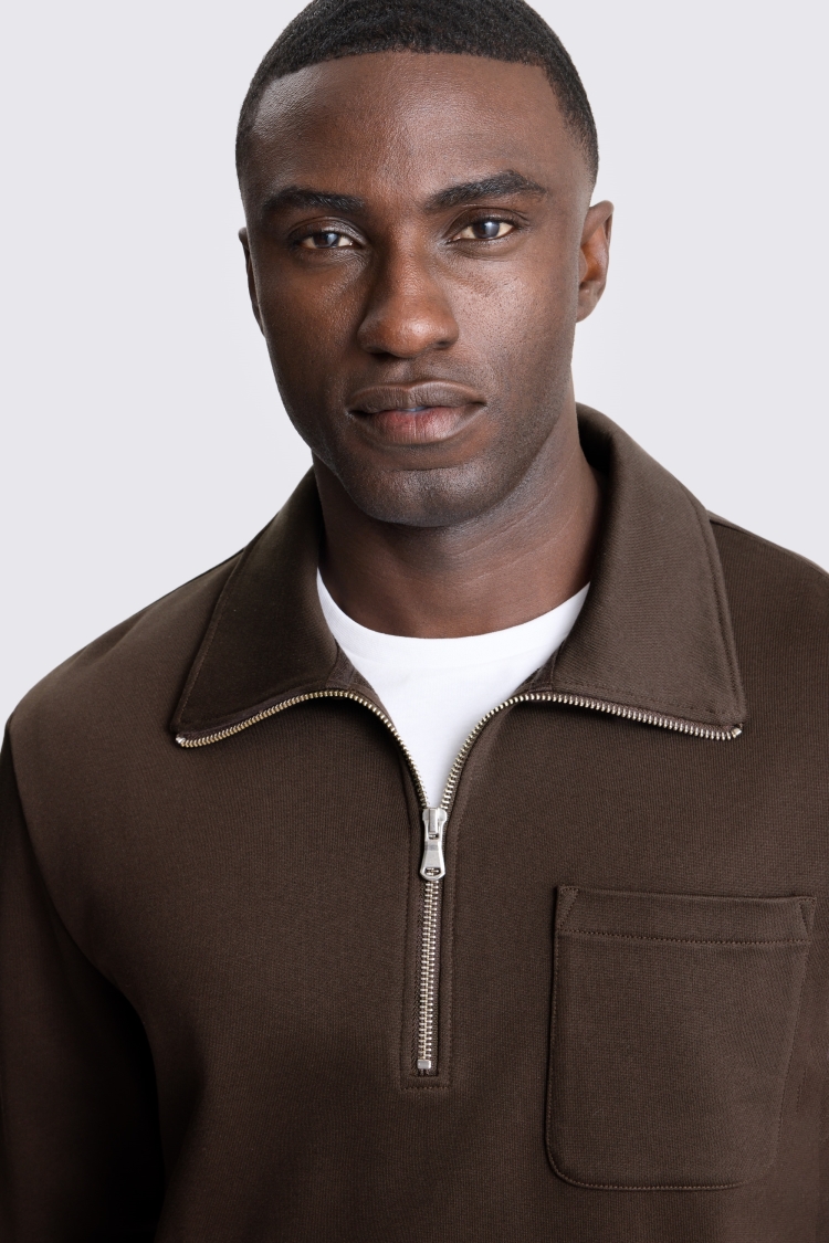 Brown Quarter Zip Sweatshirt