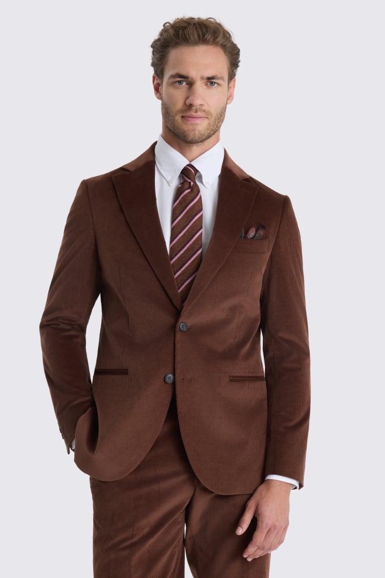 Tailored Fit Chestnut Corduroy Suit Jacket 