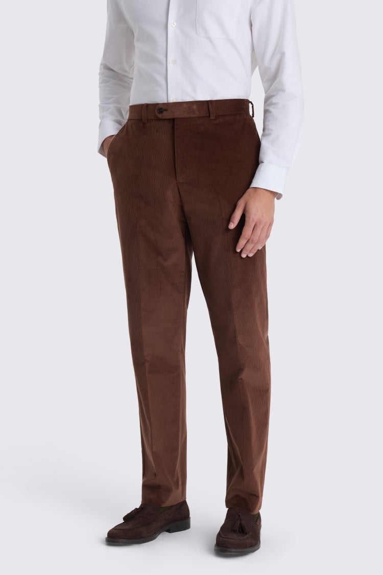 Tailored Fit Chestnut Corduroy Pants 