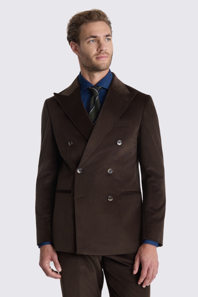 Tailored Fit Dark Brown Cord Suit Jacket