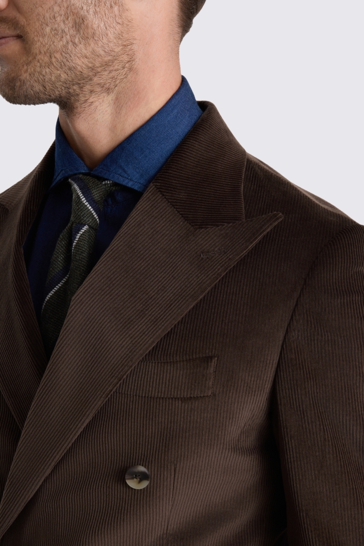 Tailored Fit Dark Brown Cord Suit Jacket