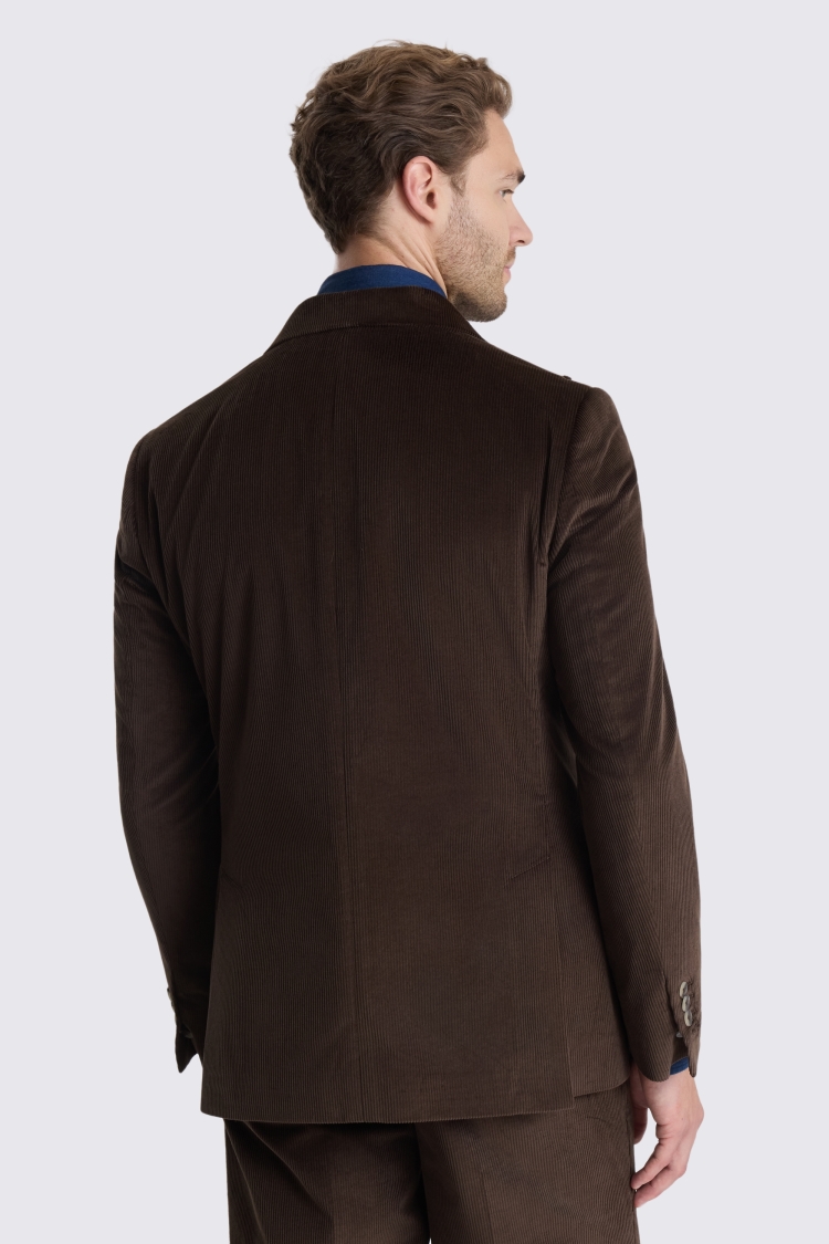 Tailored Fit Dark Brown Cord Suit Jacket