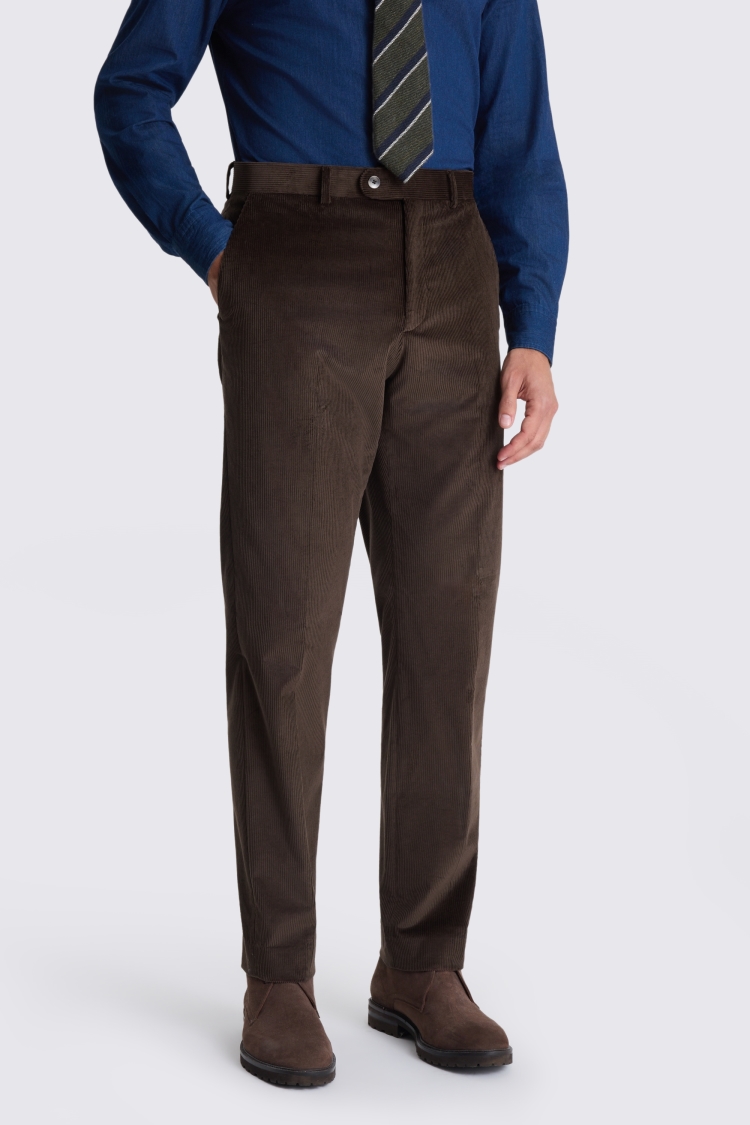 Tailored Fit Dark Brown Cord Suit Jacket