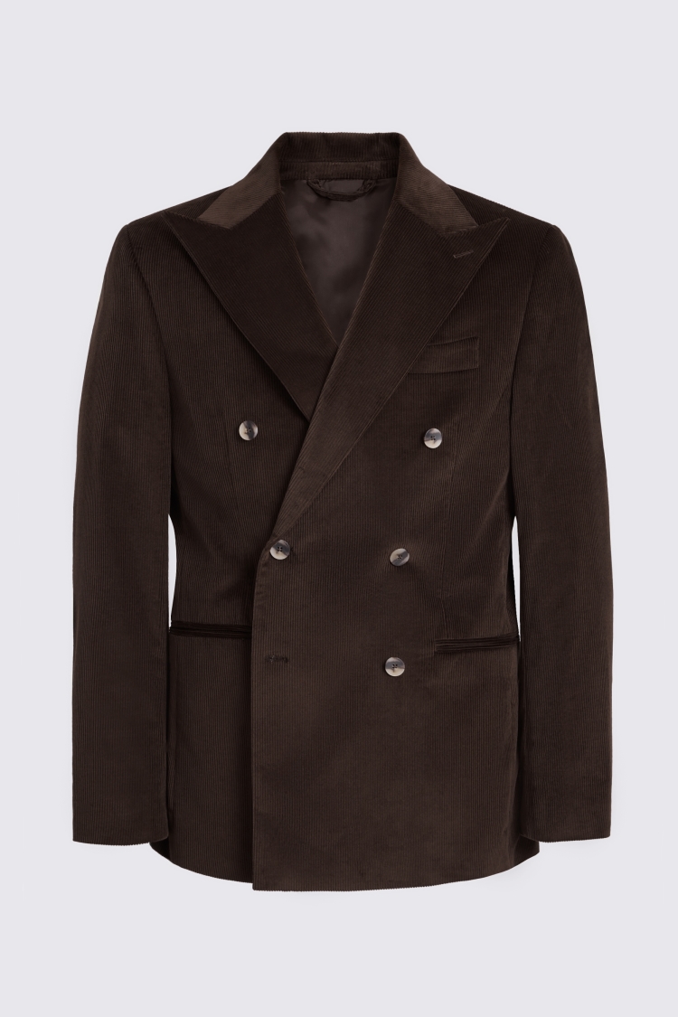Tailored Fit Dark Brown Cord Suit Jacket